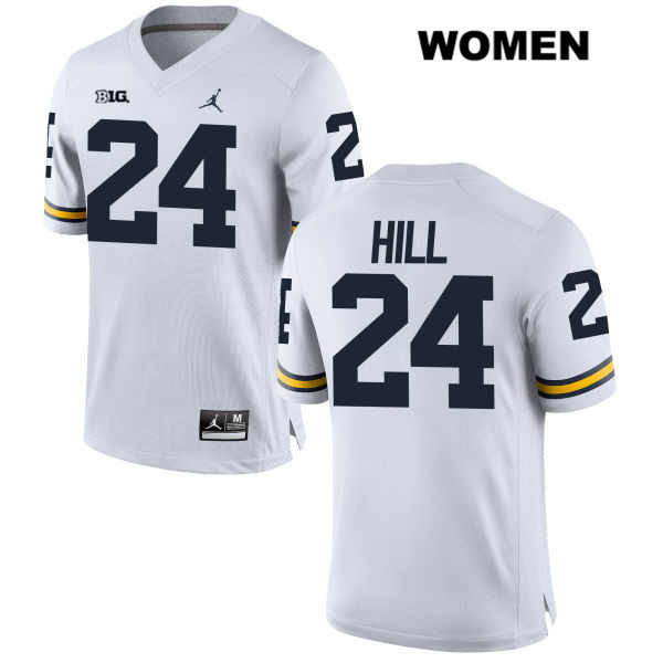 Women's NCAA Michigan Wolverines Lavert Hill #24 White Jordan Brand Authentic Stitched Football College Jersey IT25O03OR